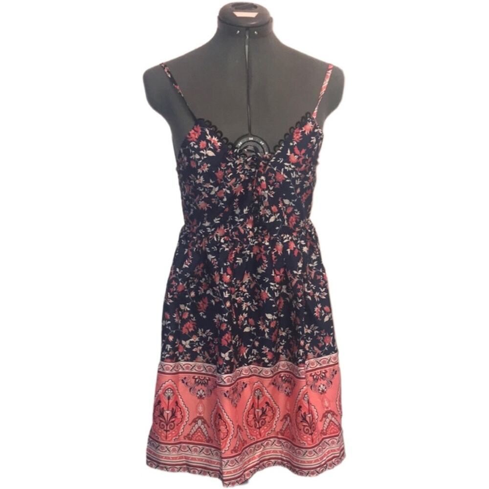 NWT CBR floral paisley mini summer dress women’s size small blue/orange